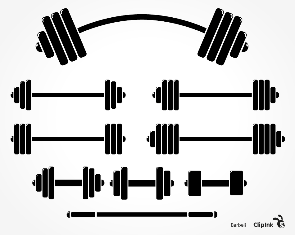 Barbell svg, Workout weight set svg, png, eps, dxf, pdf - ClipInk.
