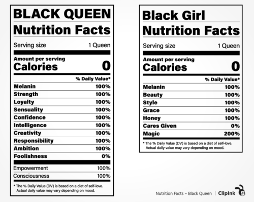 nutrition facts black queen