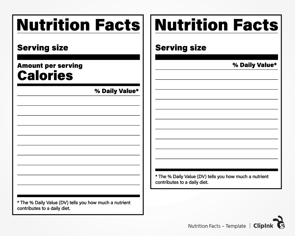 Blank Nutrition Label Pdf