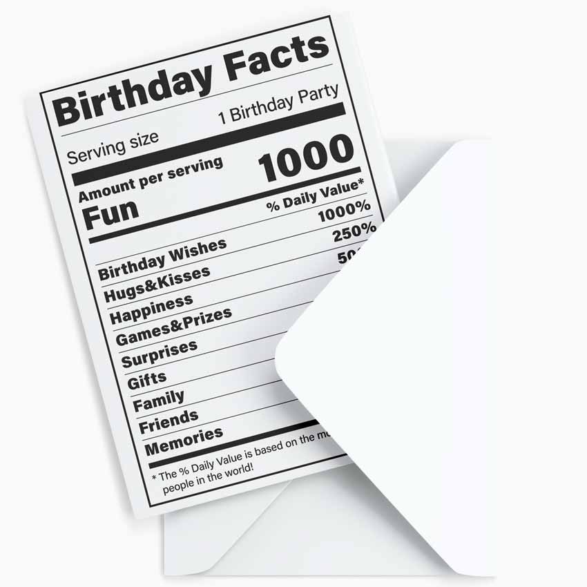 Nutrition facts Birthday, Birthday facts