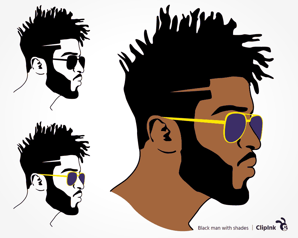 Black man shades svg, trendy haircut | svg, png, eps, dxf, pdf | ClipInk