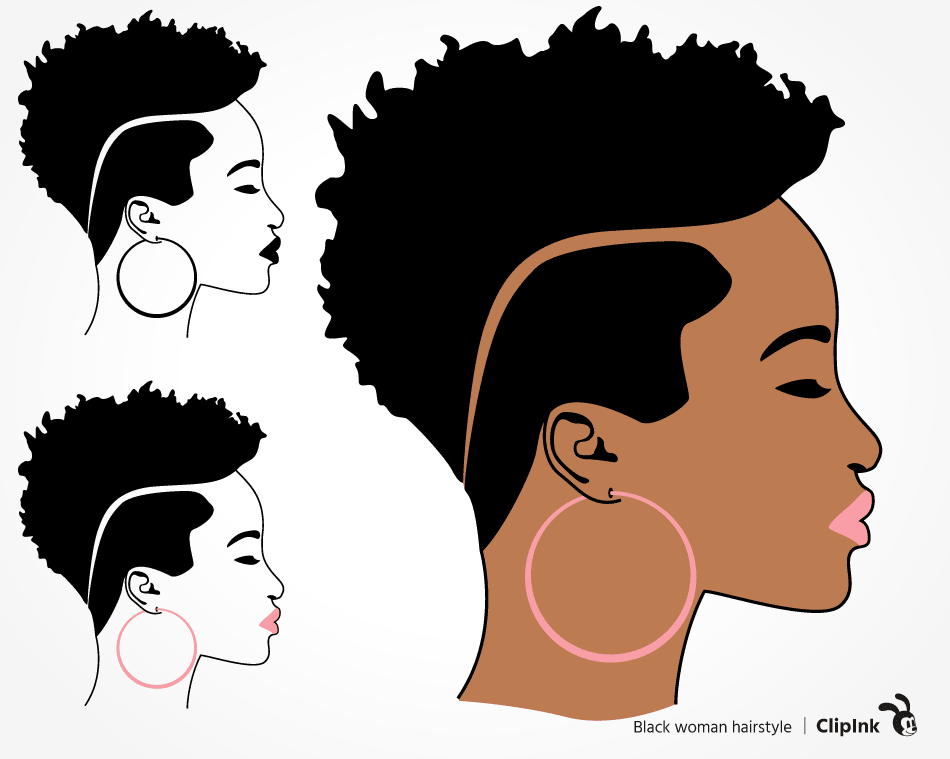 Black woman hair svg, afro haircut | svg, png, eps, dxf, pdf | ClipInk